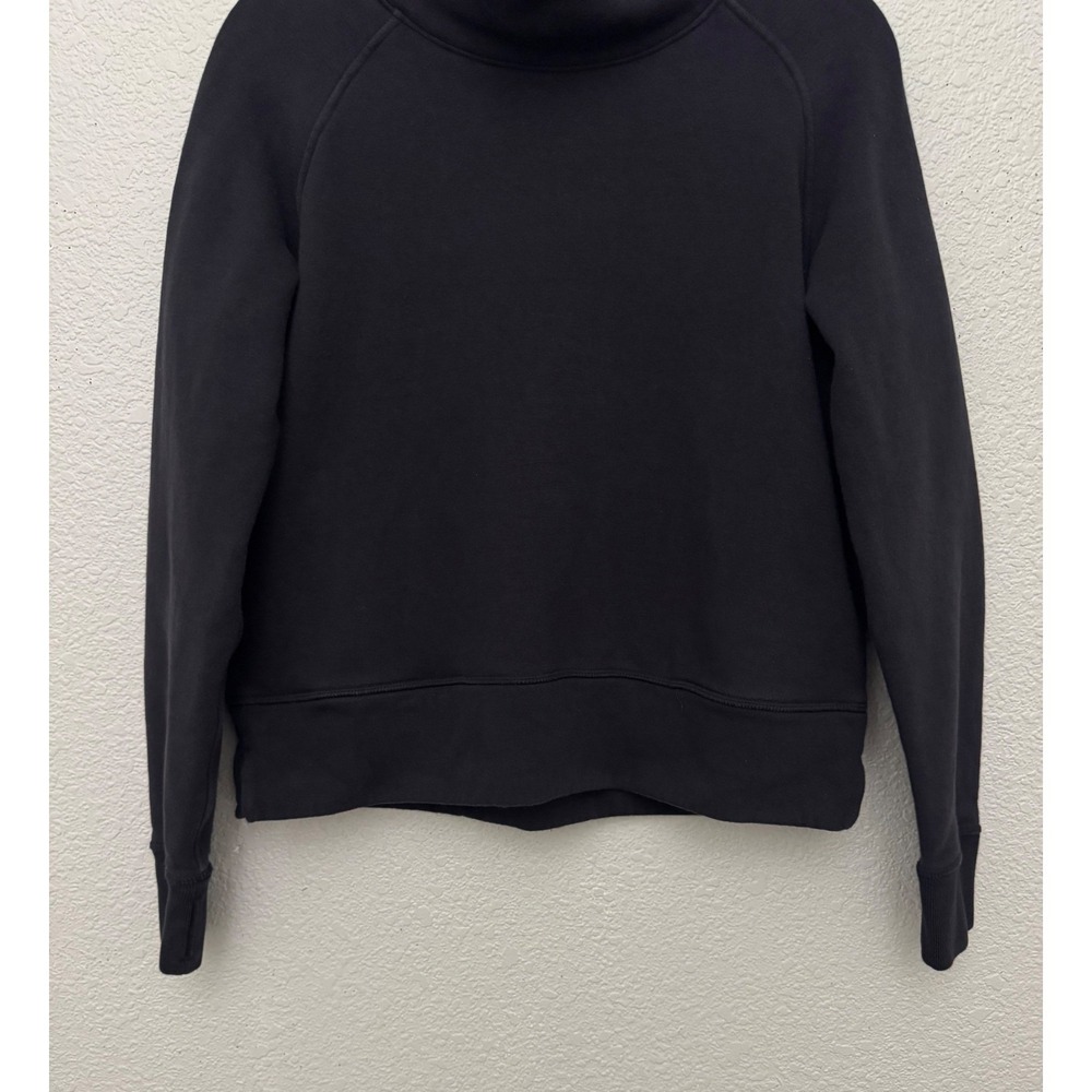 Public Rec Lux Fleece Pullover Sweatshirt Black Funnel Neck Pima Cotton Medium - Picture 3 of 11